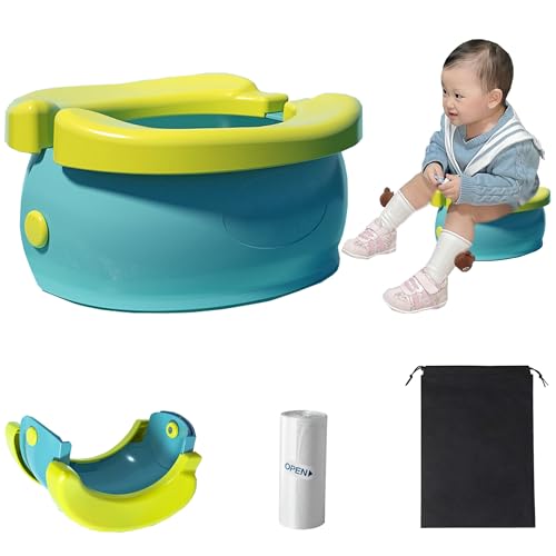 YOOLEETC Travel Potty for Toddler Kids,Folding Toilet in Banana Shape,Portable Car Potty with Storage Bag,Outdoor and Indoor Easy to Clean (Green)