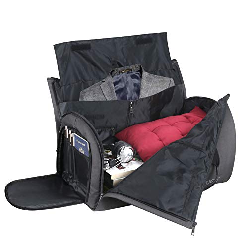 IVESIGN 2 in 1 Carry-on Travel Garment Bag Convertible Suit Duffle Bag with Shoulder Strap and Shoes Compartment Weekender Bag for Men Women