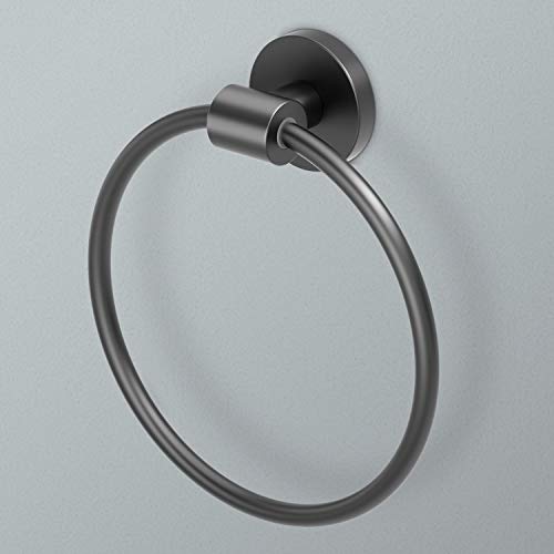 Image of Gatco 4662MX Reveal Hand and Face Towel Ring, Matte Black for Bathroom | Wall Mount 6.63 inch Dia. Towel Holder Ring