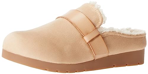 Amazon Essentials Women's Backless Shearling Memory Foam Non-Slip Mule, Sand Suede, 8