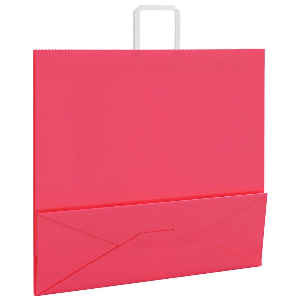 Różowe torby papierowe kraft 54 x 15 x 49 cm z uchwytami linowymi, 250 sztuk, na imprezy, prezenty i zakupy
