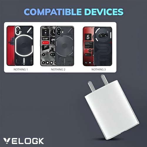 Image of 45W Super Fast Charger Adapter Campatible for 1 /Nothing 2A /2a Plus /2 /Buds, CMF 33w Power Charger Adapter for Mobile, 45 W Type C Charging Adaptor, White