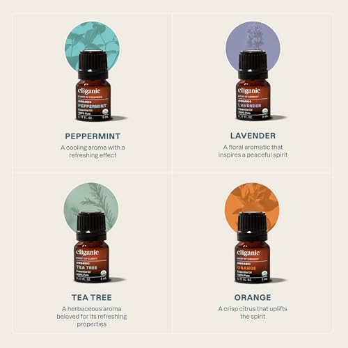 Image of Cliganic Essential Oil Diffuser Set for Home, Aromatherapy Kit with 4 Oils