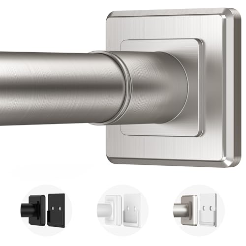 Haryaers Brushed Nickel Tension Curtain Rod Adjustable Shower Curtain Rods 30-76 In Spring No...