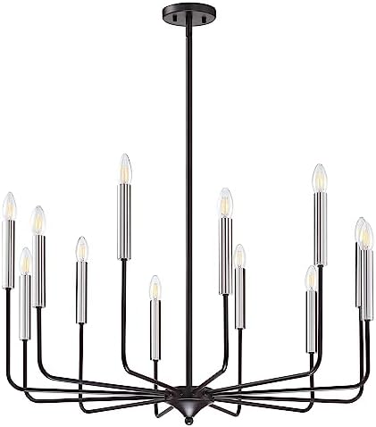 12 Light Rustic Industrial Iron Oil Rubbed Bronze Rod Kitchen Island Chandeliers Lighting Fixtures Brushed Nickel Finish,Candle Hanging Chandeliers for Hallway,Living Room,Foyer,Bedroom,Office,Bar 12 Light Rustic Industrial Iron Oil Rubbed Bronze Rod Kitchen Island Chandeliers Lighting Fixtures Brushed Nickel Finish,Candle Hanging Chandeliers for Hallway,Living Room,Foyer,Bedroom,Office,Bar