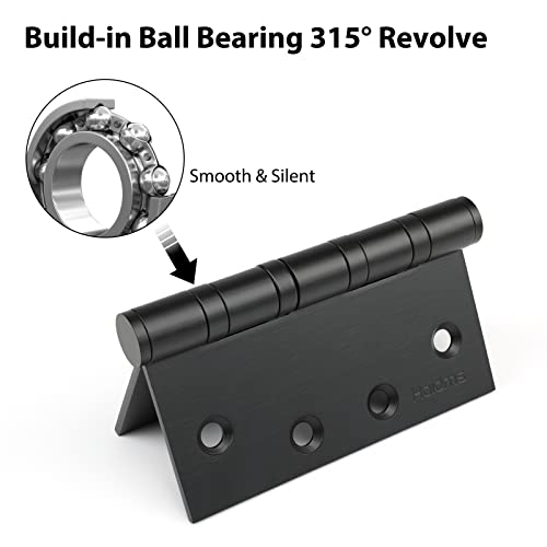 Haidms 304 Stainless Steel Matte Black 4'' Door Hinges For Exterior Doors Ball Bearing Door Hinges 4In X 4In Door Hinges With Square Corners, Heavy-Duty, 3Pack #TOP2
