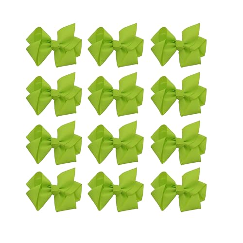 Image of Small Solid Bow for Girls - Set of 12 (Lime Green)