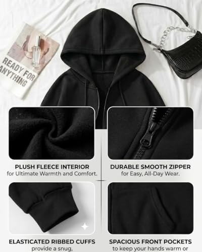 Image of SHAIRA FASHION Women's Solid Zipper Hooded Sweatshirt Front Zip I Ribbed Hem, Lined Hood I Casual Winter Wear Jacket I Lightweight I Warm & Stylish Kangaroo Pocket