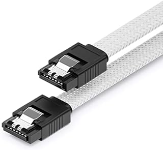 deleyCON 30 cm Kabel SATA 3 Nylon Kabel Danych 6 Gbit/s Kabel Połączeniowy SATA III Kabel Połączeniowy Serial ATA do Płyty Głównej i Dysku Twardego HDD SSD 2 Wtyk S-ATA L Prosty Niebieski