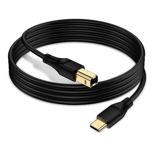Cable USB C Impresora 2M, Cable USB 2.0 B Macho a USB Tipo C Macho Cable Scanner para HP, Epson, Samsung, MacBook Pro/Air, Pad Pro, Chromebook, Laptop, Canon, Brother, Lexmark, Dell, Teclado MIDI