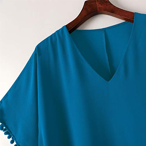 Fretrg Bikini Women's Swimsuit Cover-Ups Summer Beach Chiffon Skirt Swimwear Wrap Women's Dress Loose Dress Blue #TOP6