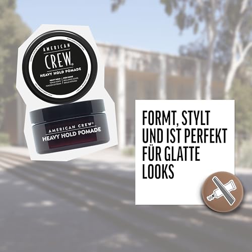 Foto von AMERICAN CREW – Heavy Hold Pomade, 85 g, Stylingpomade für Männer, Haarprodukt mit extrem starkem Halt, Stylingprodukt für Frisuren mit viel Glanz, wasserbasiert