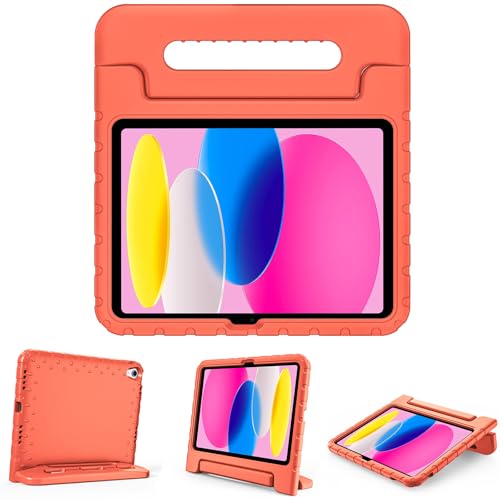 ProCase iPad 11世代/10世代 ケース iPad（A16）11インチ 2025/10.9インチ 2022通用 耐衝撃性 ハンドルとキックスタンド付き 軽量バンパーケース (オレンジ)
