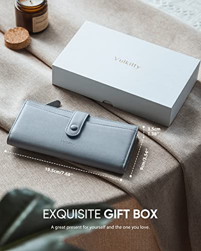 Vulkitty Wallet For Women Large Capacity Leather Purse Rfid Blocking Credit Card Organizer With Zipper Pocket(Blue) #TOP5