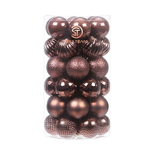 Sea Team Paquete de 41 adornos de bolas de Navidad con cuerdas, bolas de tamaño pequeño de 40 mm, bombillas navideñas de plástico inastillables, fiesta, bronce