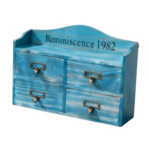Meuble de rangement de bureau en bois bleu idéal pour organiser le salon ou la commode