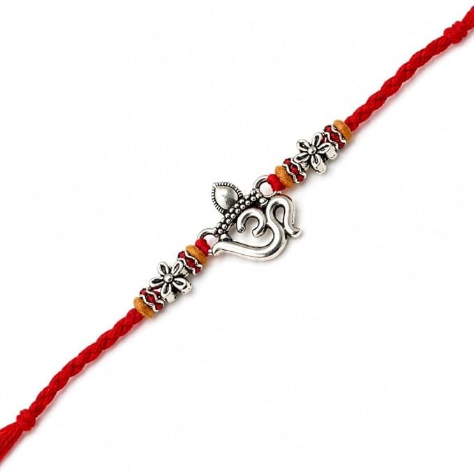 Image of I Jewels Thread Rakhi with Roli Chawal & Rakshabandhan Card for Brother /Bhai /Men /Bro