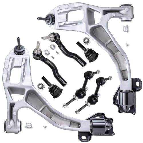 Image of Detroit Axle - Front End kit for 2003-2005 Ford Crown Victoria Mercury Grand Marquis Marauder Lincoln Town Car, 8pc Lower Control Arms Upper Ball Joints Outer Tie Rods Sway Bars Replacement