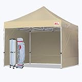 MASTERCANOPY Ez Pop-up Canopy Tent 10x10 Commercial Instant Canopies with 4 Removable Side Walls and Roller Bag, Bonus 4 SandBags(10x10ft,Beige)