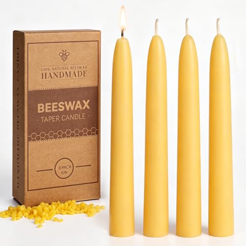 Beeswax Spell Candles 8 Pack 6 Inch Yellow Chime Short Tapers