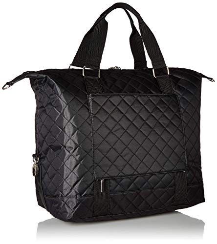 Travel Weekender Overnight Carry On Shoulder Duffel Tote Bag with Over Handle Trolley Sleeve (Large, 16 inches tall, Black)