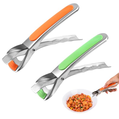 2 Piezas Pinzas de Acero Inoxidable para freidora de Aire, 16.5cm Pinzas para Horno con Mango de Goma, Unidades Pinza Antiquemaduras, para Platos Calientes, Bandejas, Cuencos, Utensilio de Cocina