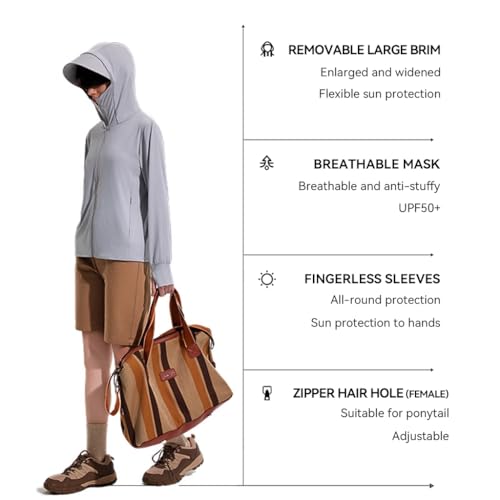 Image of Venzina Women's Sunscreen Jacket UPF 50 Hoodie UV Protection Light Gray M