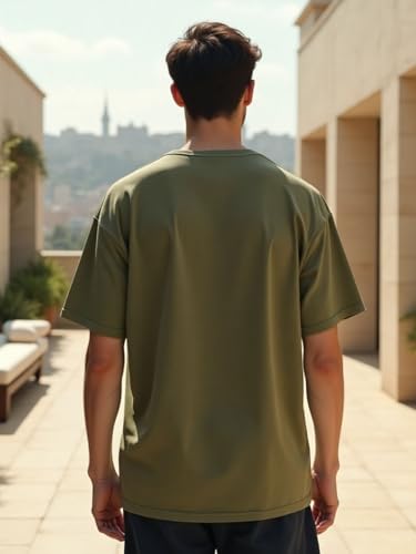 Image of Nobero 100% Cotton Oversized T Shirts for Men Stylish | Oversized Fit | Solid T Shirts for Men 180 GSM Combed Cotton | Round Neck Half Sleeve