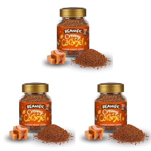 Image of Beanies Creamy Caramel Flavoured Instant Coffee | 50g | Freeze Dried Coffee with Smooth Caramel (Pack of 3)