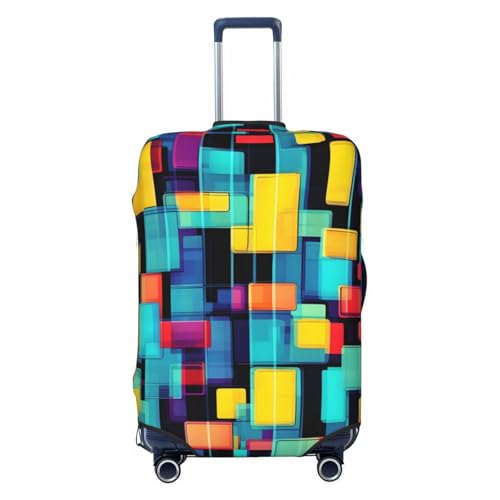 Square geometry diagram Travel Suitcase Cover X-Large Elastic Luggage Protector print Anti-Scratch Dust-Resistant Sleeves 18-32 In