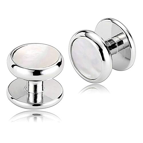 ANAZOZ Gemolos Redondo Pulido Gemelos Camisas Acero Inoxidable Hombre Gemolos Plata