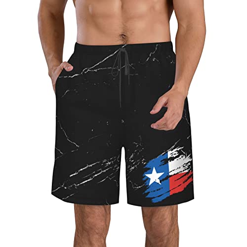 Kkaingg Texas Flag Men's Swim Trunks Quick Dry Swim Shorts Summer Beach Shorts with Pockets Running Shorts