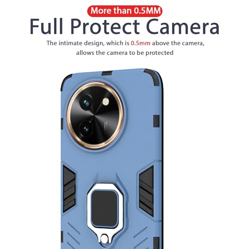 Image of Pikkme Vivo T3x 5G / Vivo Y200i 5G Back Cover | D5 Tough Armor Bumper | 360 Protection Case | Ring Holder Stand Case for Vivo T3x 5G / Vivo Y200i 5G (Blue)