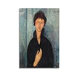 Amedeo Modigliani Wall Art Prints Paintings Poster Femme Aux Yeux Bleus (1918) Aesthetic Decorative Modern 08x12inch(20x30cm) Unframe-style