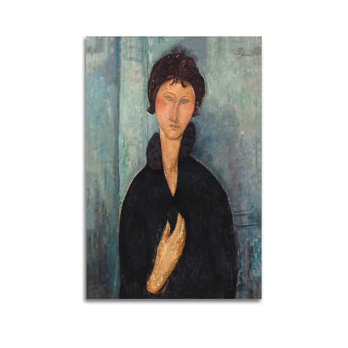 Amedeo Modigliani Wall Art Prints Paintings Poster Femme Aux Yeux Bleus (1918) Aesthetic Decorative Modern 08x12inch(20x30cm) Unframe-style