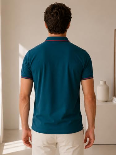 Image of Lux Cozi Men's T-Shirt with Chest Pocket | Polo T-Shirt for Man | Plain Casual Stylish | Half Sleeve| Cotton Blend Collar Polo T-Shirts for Men