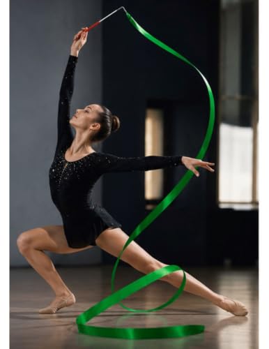Image of BookMyCostume Gymnastic & Rhythmic Dance Ribbon Wand Collection - 2-Meter Ribbon Sticks - Ideal for School Sports Day & Gymnastic Training - Fancy Dress Costume Accessories for Kids, Teens & Adults