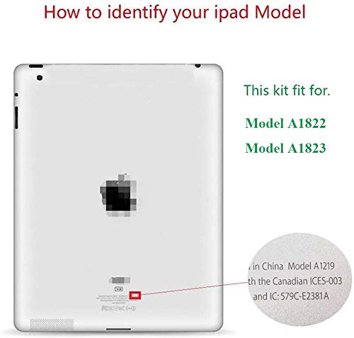 Dedia White Touch Screen Replacement For Ipad 5 2017 9.7 Inch, A1822 A1823 Digitizer Glass Assembly With Home Button + Pre-Installed Adhesive + Tool Kit #TOP4