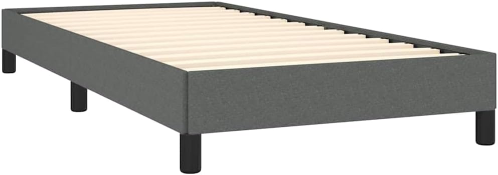 Twin XL Bed Frame Dark Gray Polyester Fabric with Engineered Wood Platform, Sturdy Slatted Foundation for Mattress Support, Easy Assembly, Modern Minimalist Bedroom Furniture