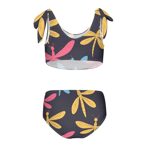 KLL Dragonfly Pattern Illustration Girls' 2 Piece Bikini Sets Beach Swimsuits Swimming Suits Cute Shoulder Strap2