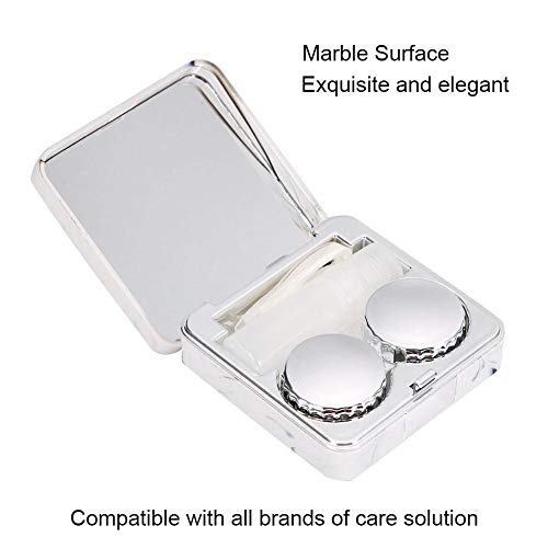 Fditt Étui pour Lentilles De Contact De Trempage Carré en Marbre Portable(Argent) - Image 5