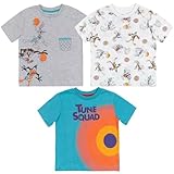space jam Looney Tunes Big Boys 3 Pack T-Shirts Blue/White 10-12