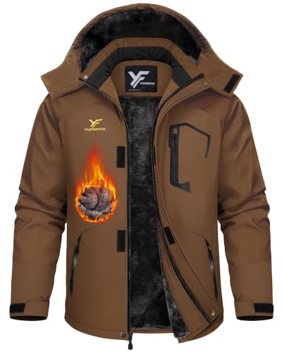 Yufawow Men Winter Jacket Work Coat Waterproof Windbreaker Insulated Heavy Softshell Heat Warm Thermal Clothes