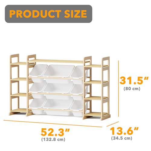 SpaceAid Large Toy Storage Organizer 9 Shelves 9 Bins, Toy Organizers Storage Bookshelf, Kids Bin Shelf Toys Box Bookcase for Bedroom Playroom Organization Room Decor, White