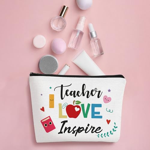 Teacher Appreciation Makeup Bag - 4 Pcs Cosmetic Bags Gifts for Women Small Best New Teacher Gifts Canvas Travel Toiletry Bag Zipper Pouches for Teacher's Day Back to School Graduation3