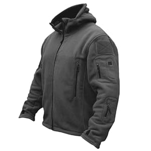 Homme Militaire Résistant au Vent Veste Polaire Chaud avec Capuche pour des Sports Manteau Militaire Veste d'automne Le Travail et Le Loisir (01 Gris, XL)