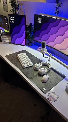 قاعدة ماوس ألعاب مقاومة للماء وكبيرة وممتدة ومقاومة للانزلاق، تتميز بسطح دقيق وتصميم متين للاعبين من فورسكس، رمادي (2 اكس لارج (90×40 سم))