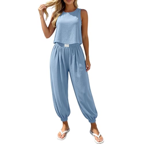 Tenue de sport femme ensemble deux pièces pantalon taille haute et haut uni chic