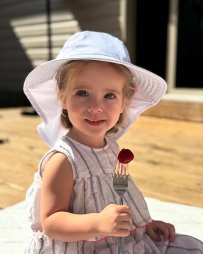 Image of Toddler Baby Sun Hat Kids Summer Beach Essentials Adjustable Beach Hats with Bucket Wide Brim for Boys Girls Age 0-14 Years
