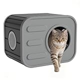 KAMABOKO Cat House for Indoor & Outdoor Cats, Resin Weatherproof Cat House with Camera-Shaped Design, Ventilated Spacious Assemble Easily for Home & Yard (Gray)
